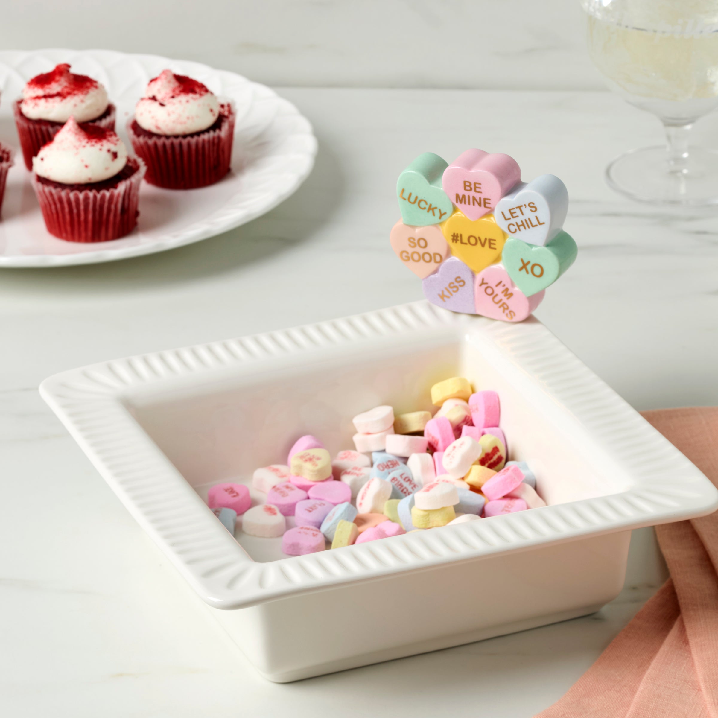 Square Candy Bowl with Heart Accent - Image 2