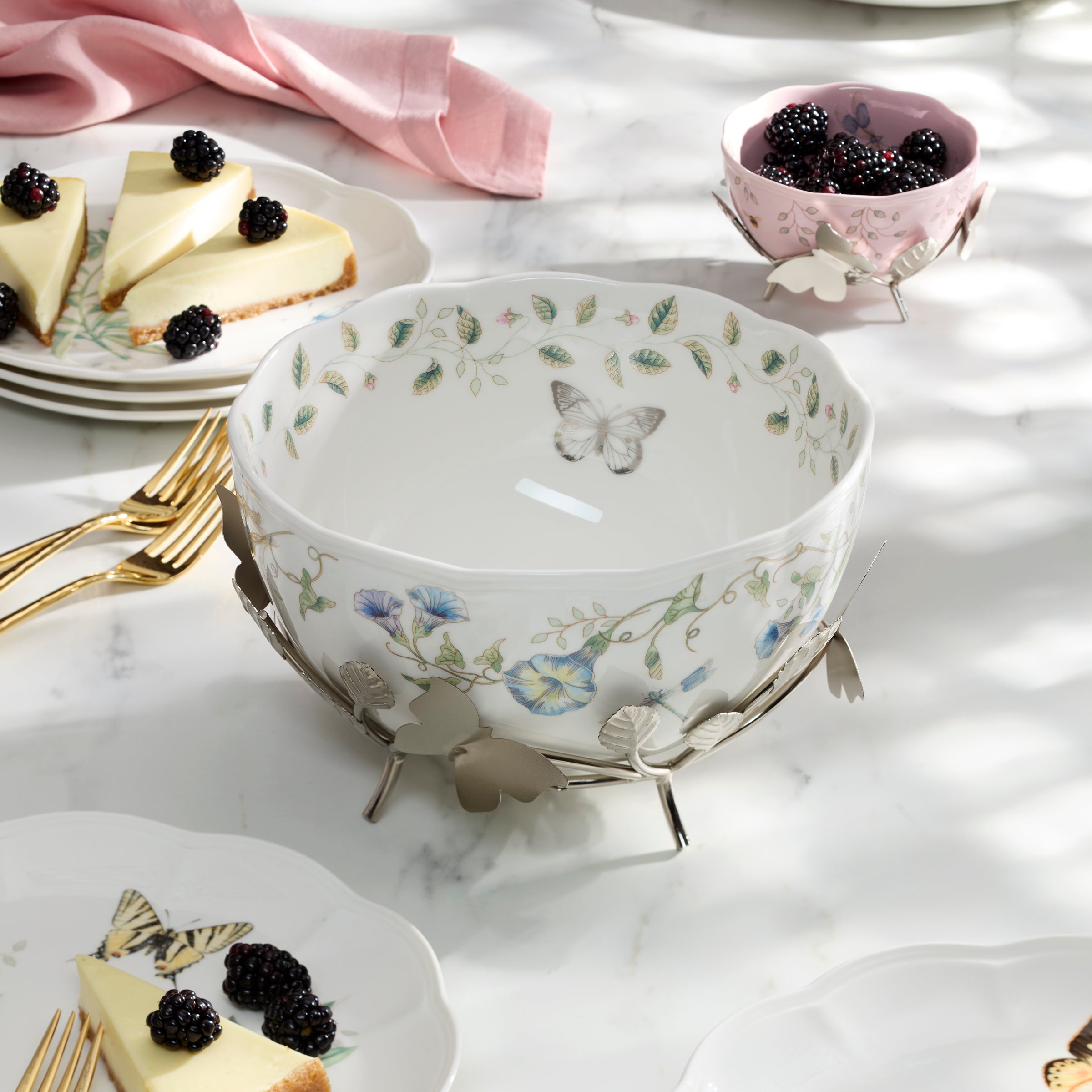 Anniversary Floral Display Bowl with Metal Stand - Image 3