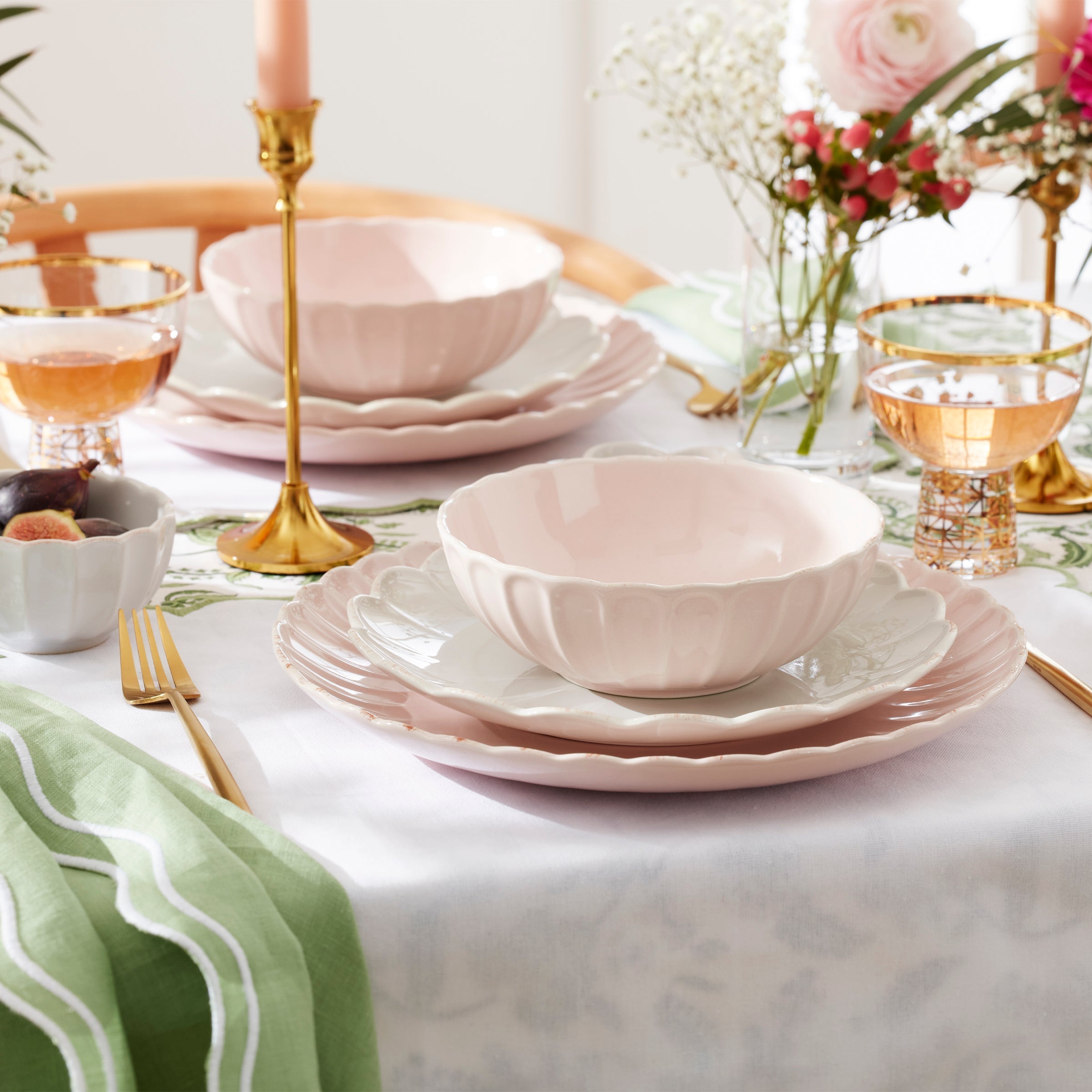 Blush Gold Rim Coupe Salad Decorative Plates - Image 14