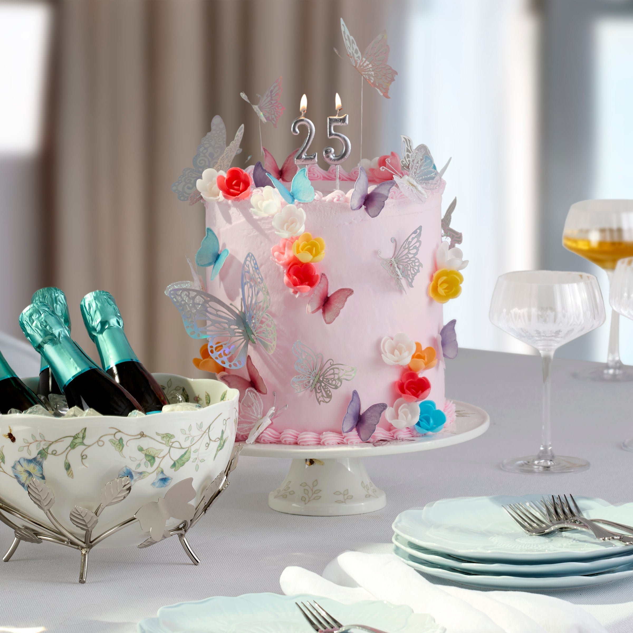 Anniversary Floral Display Bowl with Metal Stand - Image 5