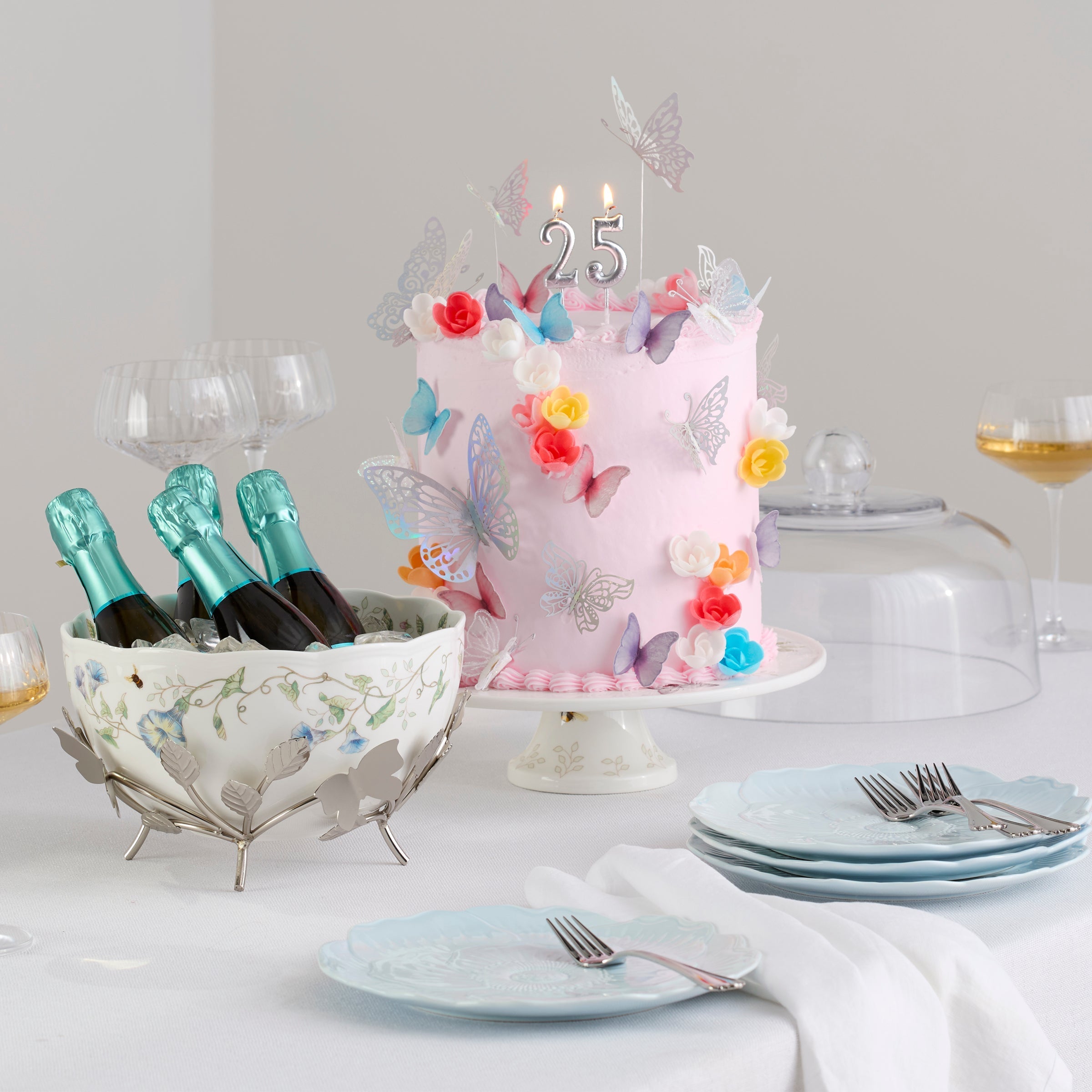 Anniversary Floral Display Bowl with Metal Stand - Image 4